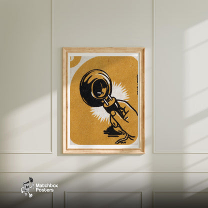 Broken Power Plug - vintage matchbox label print - bedroom mockup