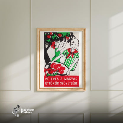 Picking Apples - vintage matchbox label print - bedroom mockup
