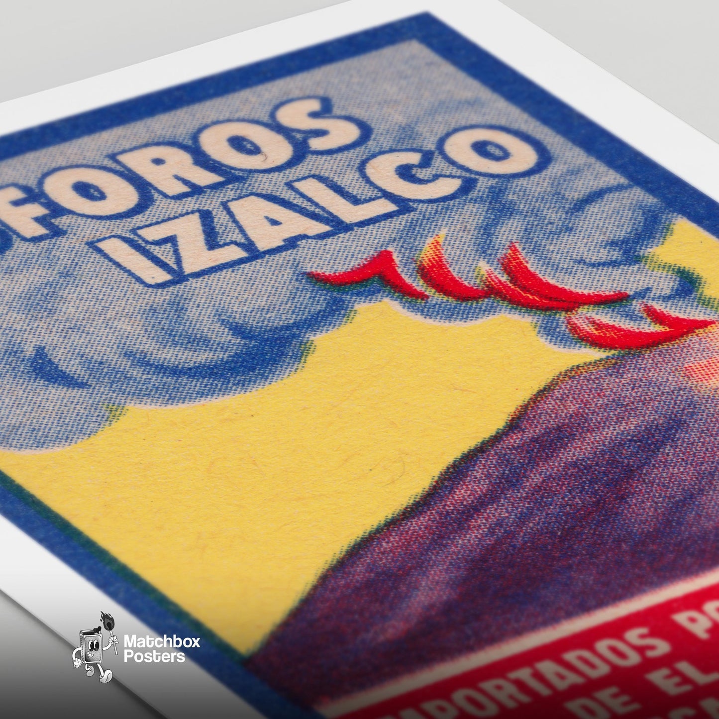 Erupting Volcano - vintage matchbox label print - close-up detail