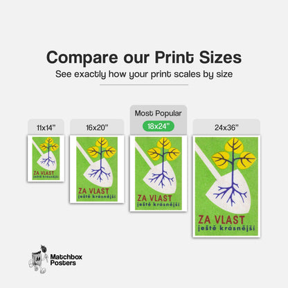 Tree Saplings - vintage matchbox label print - gallery wall preview