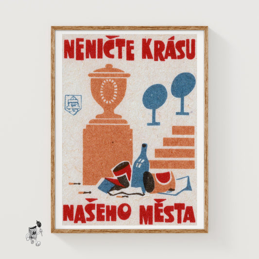Don't Destroy City Beauty - vintage matchbox label print