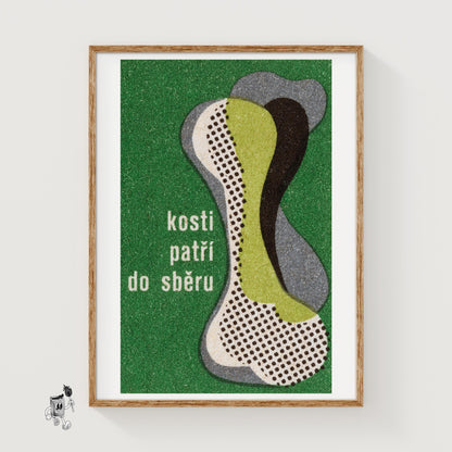 Bones Belong in the Museum - vintage matchbox label print
