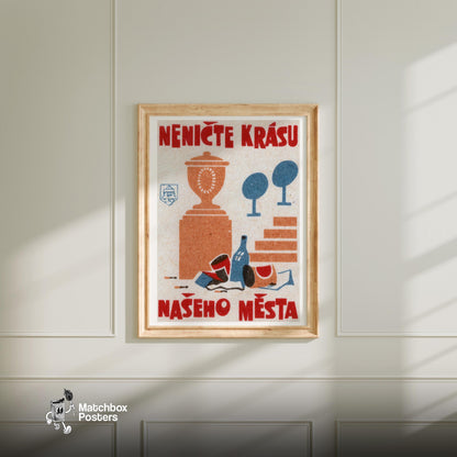 Don't Destroy City Beauty - vintage matchbox label print - bedroom mockup