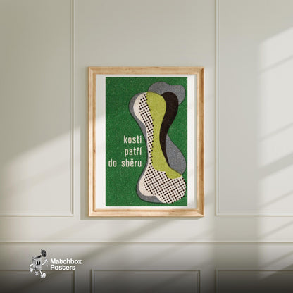 Bones Belong in the Museum - vintage matchbox label print - bedroom mockup