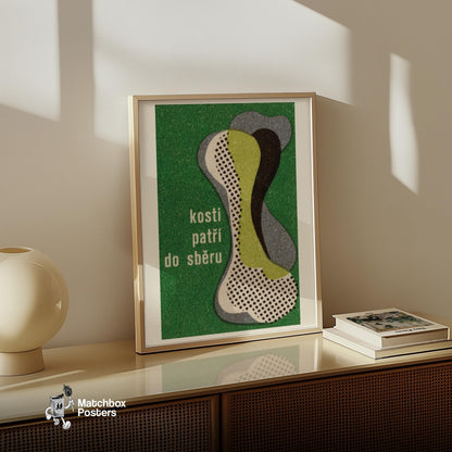 Bones Belong in the Museum - vintage matchbox label print - size comparison