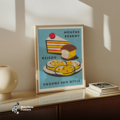 Czech Sweets - vintage matchbox label print - size comparison