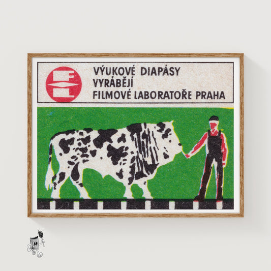 Black Czechoslovakia 1960s-70s - vintage matchbox label print