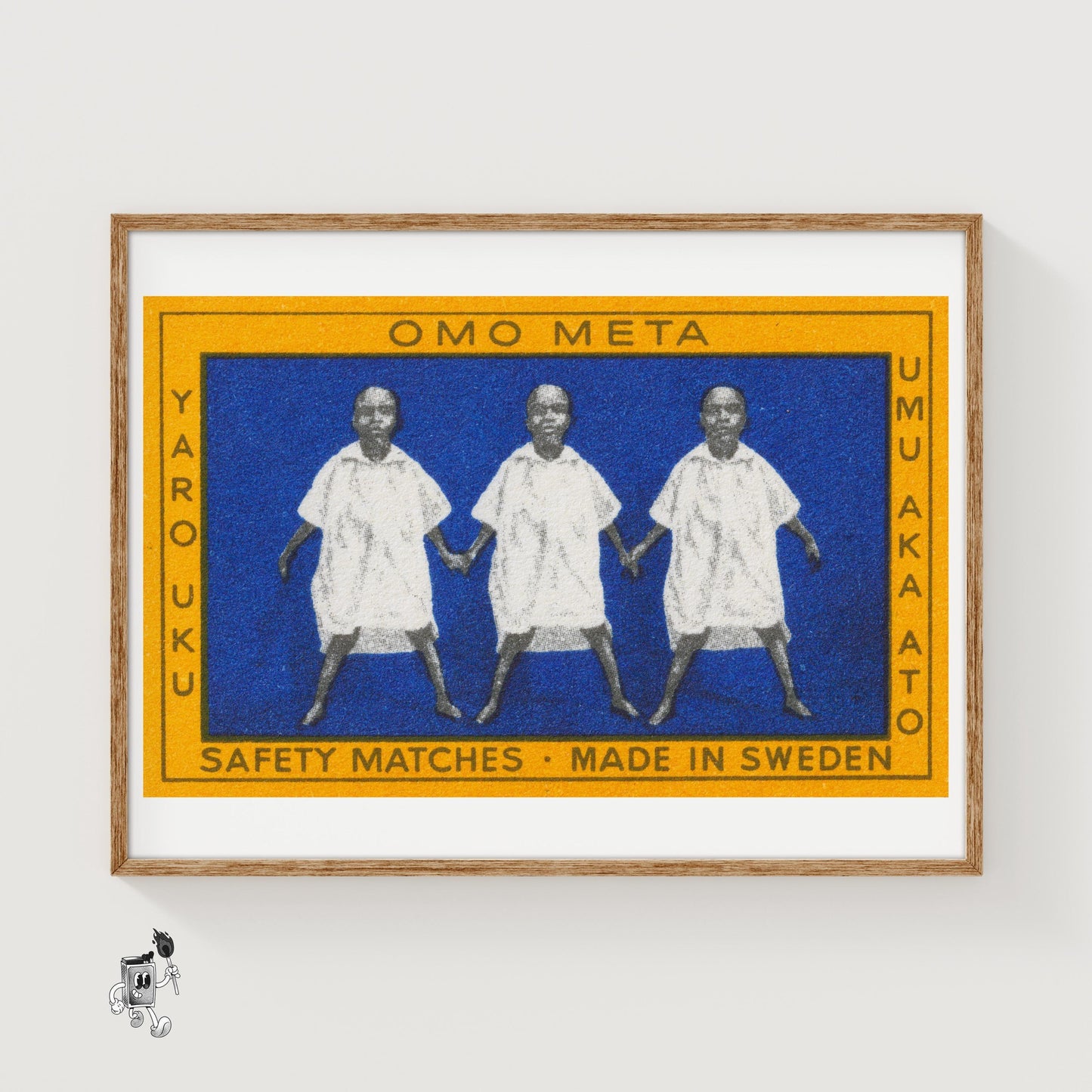 Children Holding Hands - vintage matchbox label print