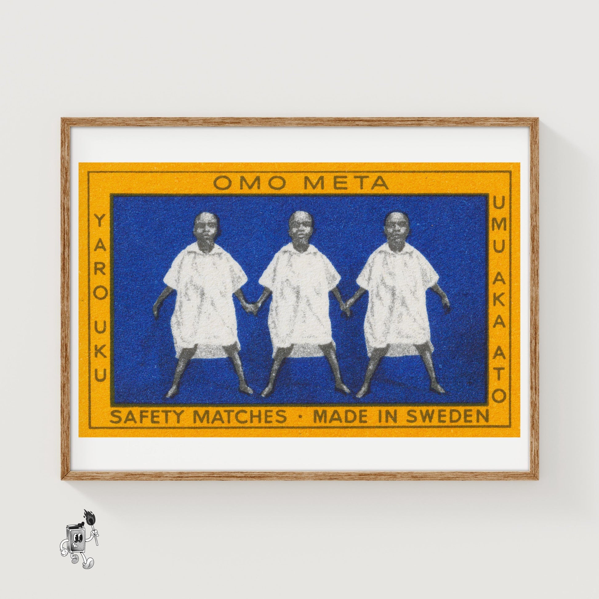 Children Holding Hands - vintage matchbox label print