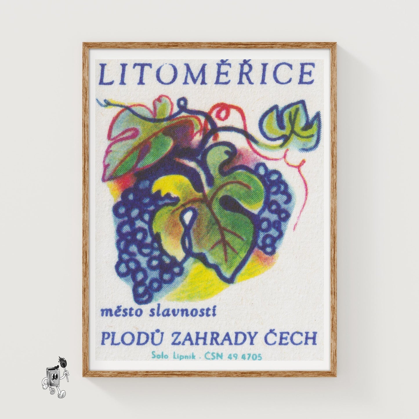 Grapes - vintage matchbox label print