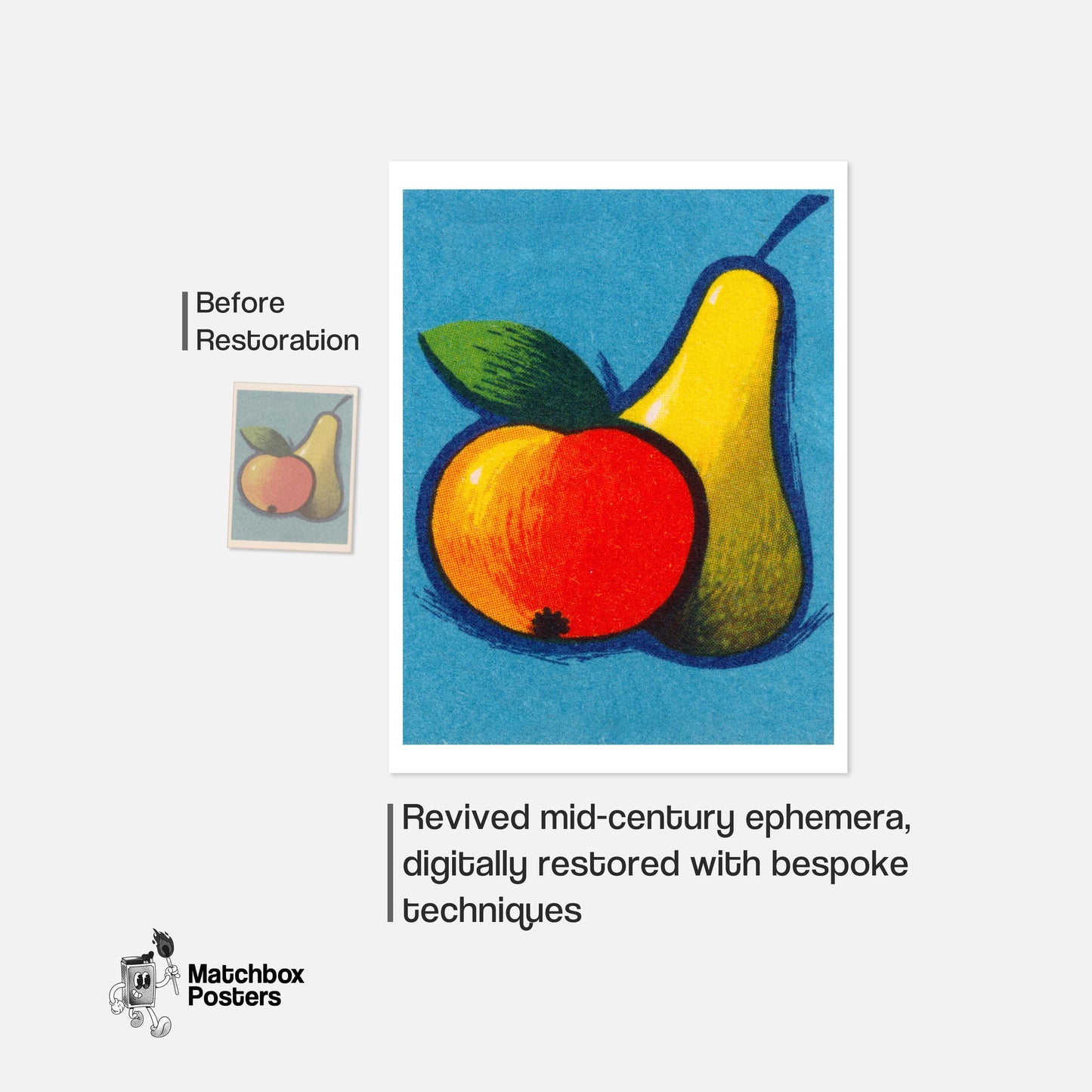Illustration Of A Pear 1960s-70s Fruit Label - vintage matchbox label print - framed wall art preview
