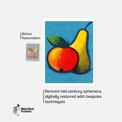 Illustration Of A Pear 1960s-70s Fruit Label - vintage matchbox label print - framed wall art preview