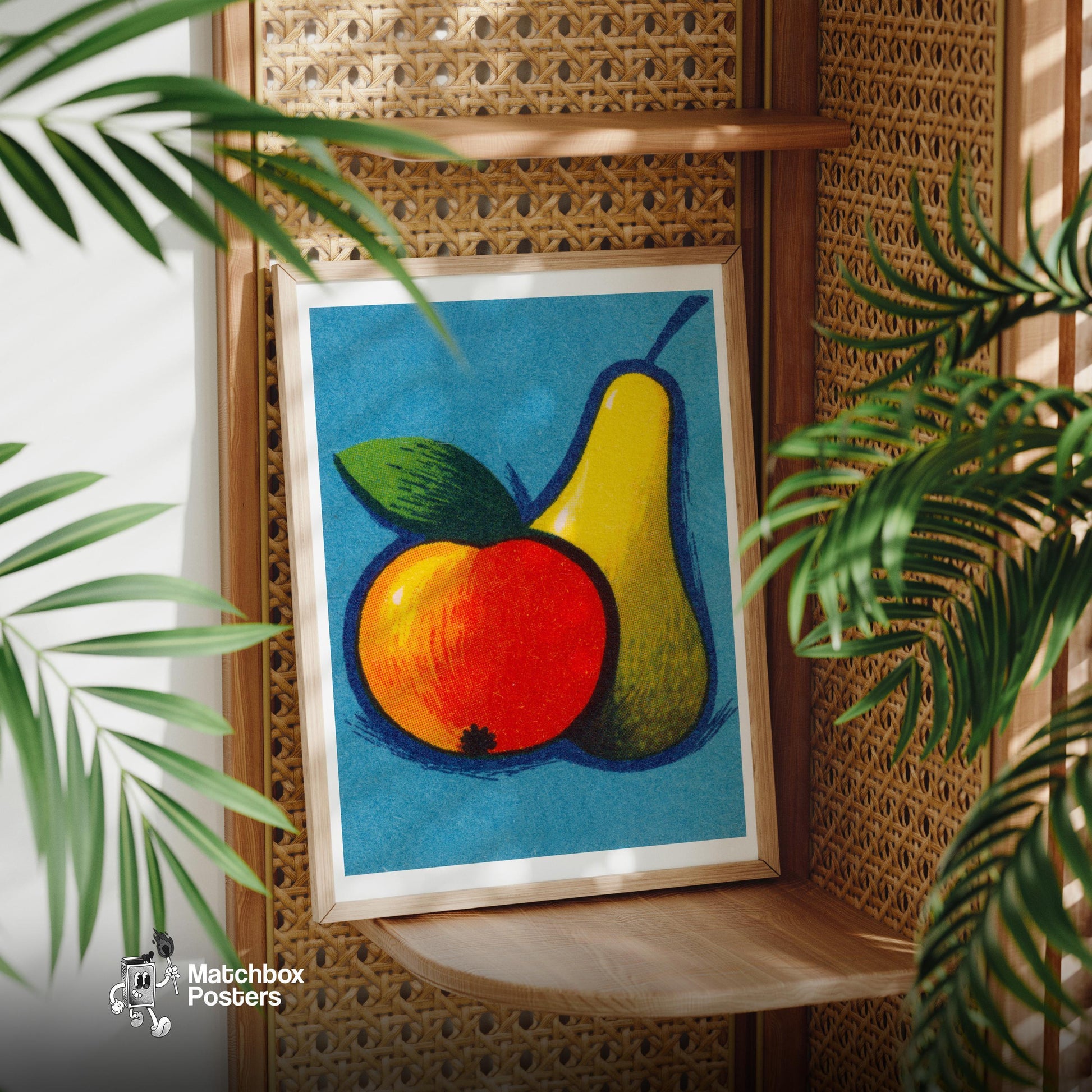 Illustration Of A Pear 1960s-70s Fruit Label - vintage matchbox label print - office wall