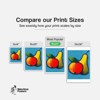 Illustration Of A Pear 1960s-70s Fruit Label - vintage matchbox label print - gallery wall preview