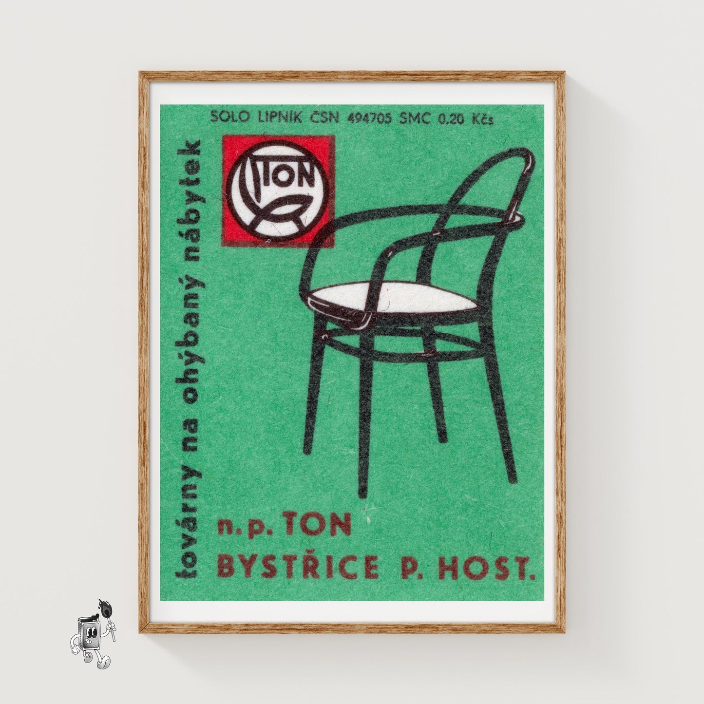 Black Modern Chair - vintage matchbox label print