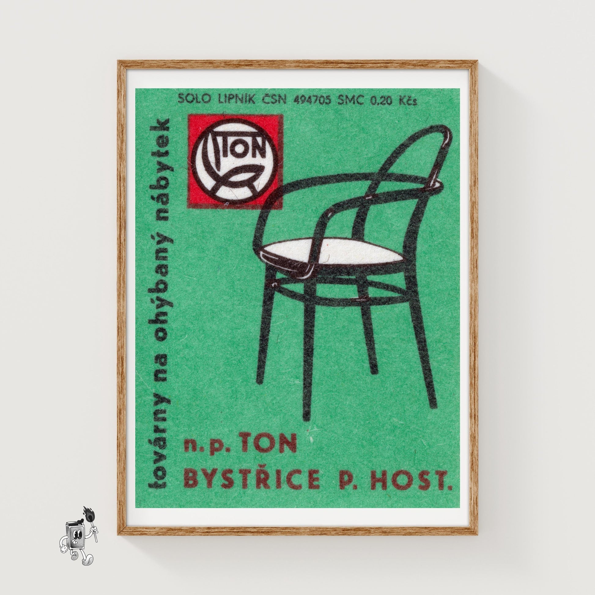Black Modern Chair - vintage matchbox label print
