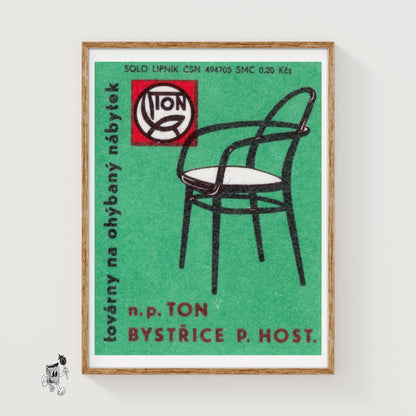 Black Modern Chair - vintage matchbox label print