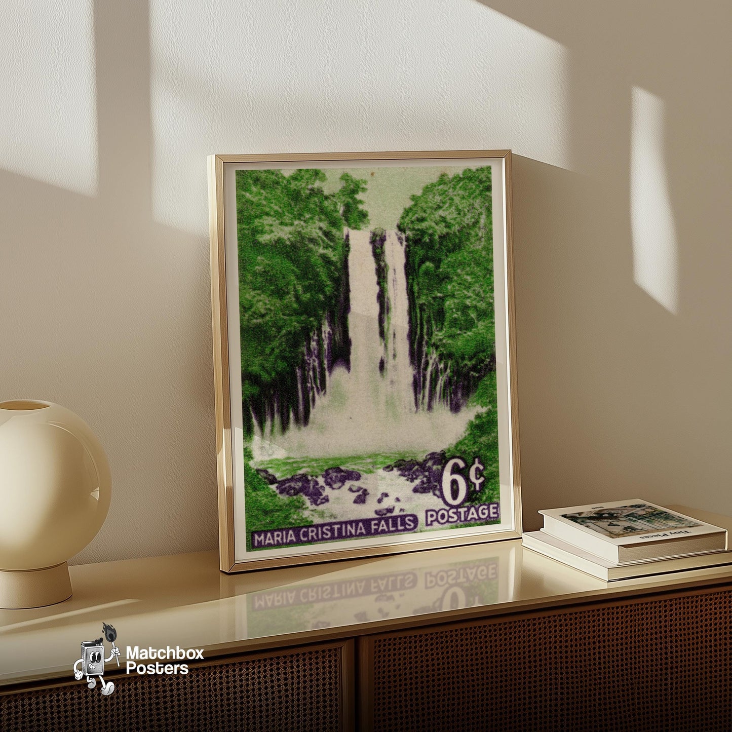 Maria Cristina Falls - vintage matchbox label print - size comparison
