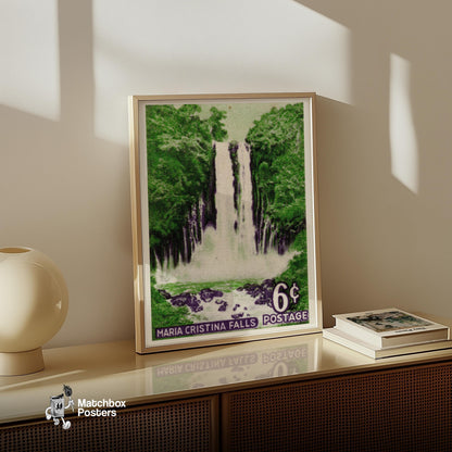 Maria Cristina Falls - vintage matchbox label print - size comparison