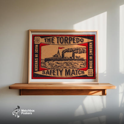 Steamship - vintage matchbox label print - size comparison