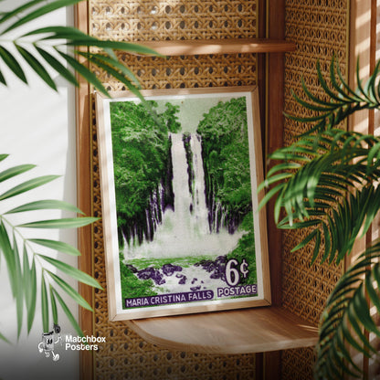 Maria Cristina Falls - vintage matchbox label print - office wall