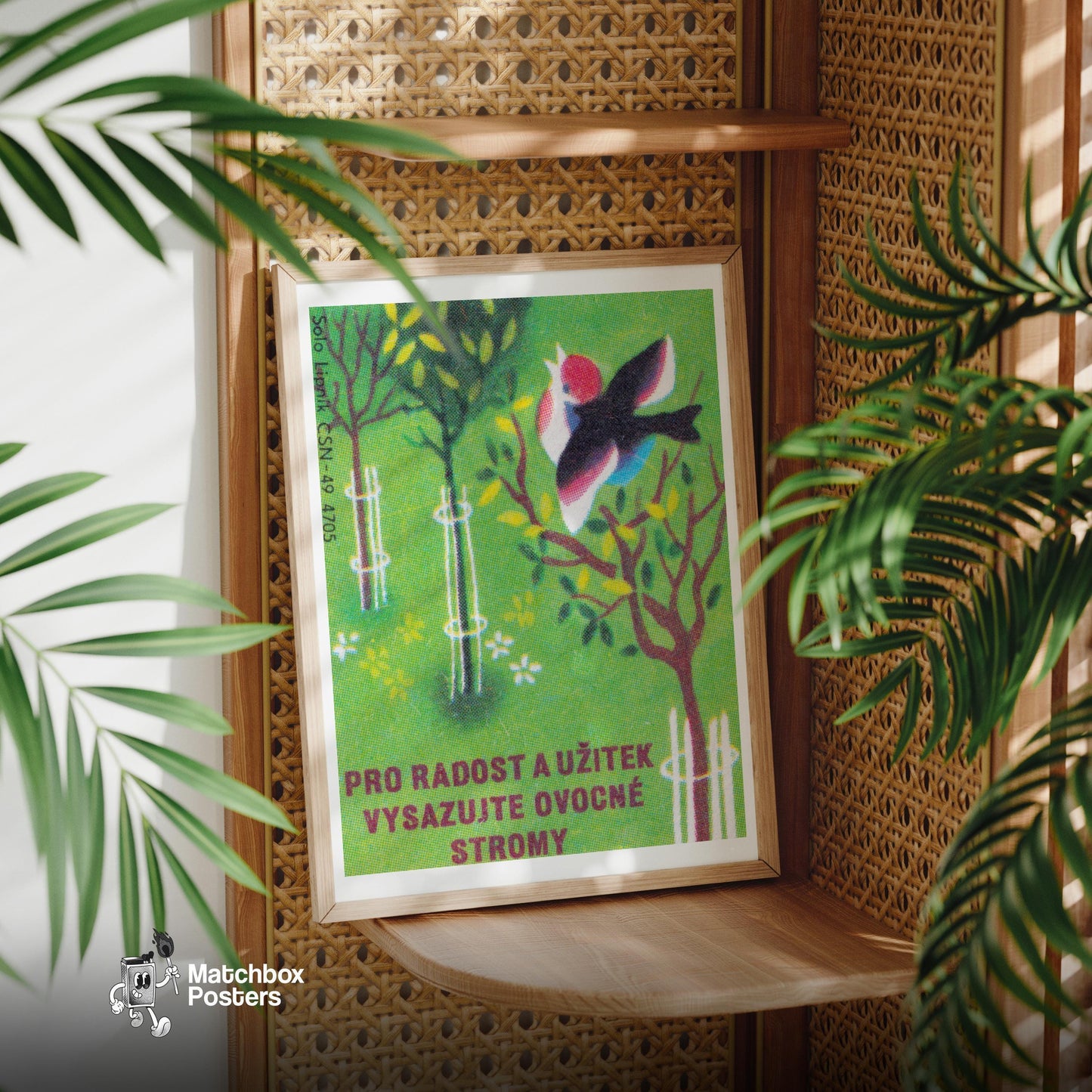 Plant Fruit Trees and Benefit - vintage matchbox label print - office wall