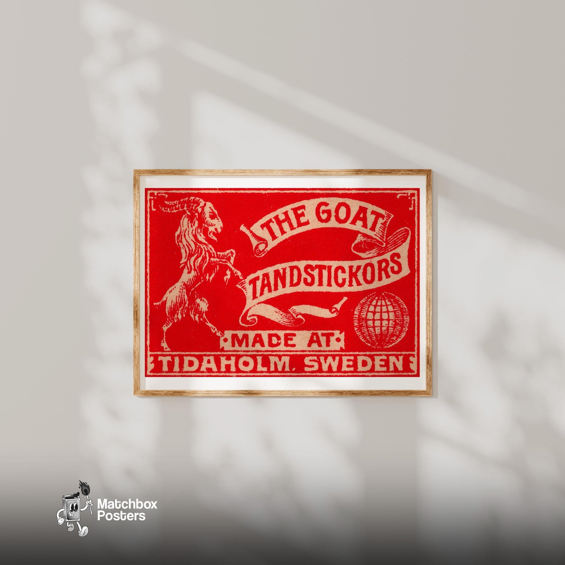 The Goat - vintage matchbox label print - bedroom mockup