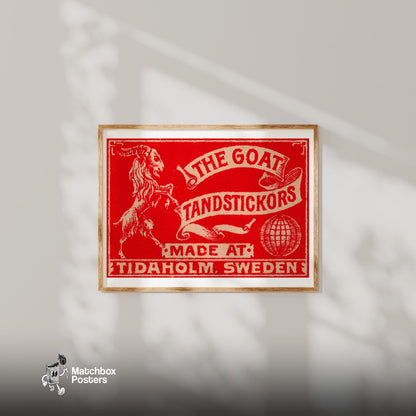 The Goat - vintage matchbox label print - bedroom mockup