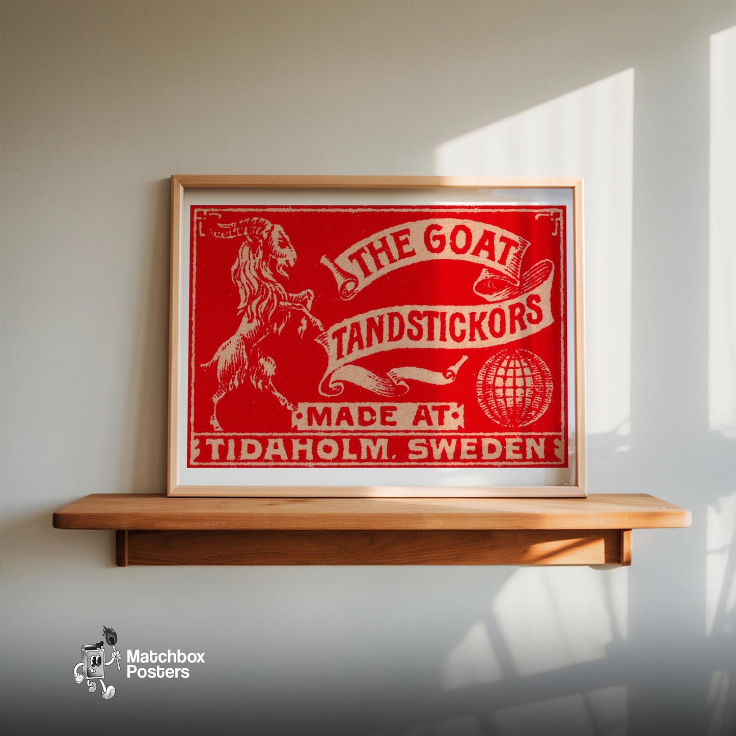 The Goat - vintage matchbox label print - size comparison