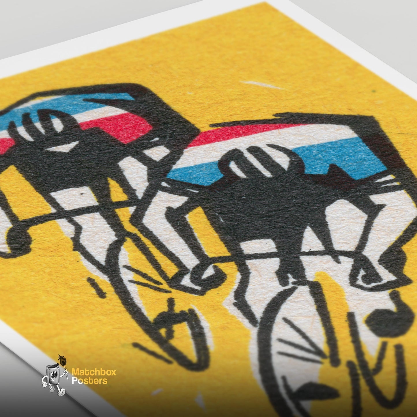 Track Cycling - vintage matchbox label print - close-up detail