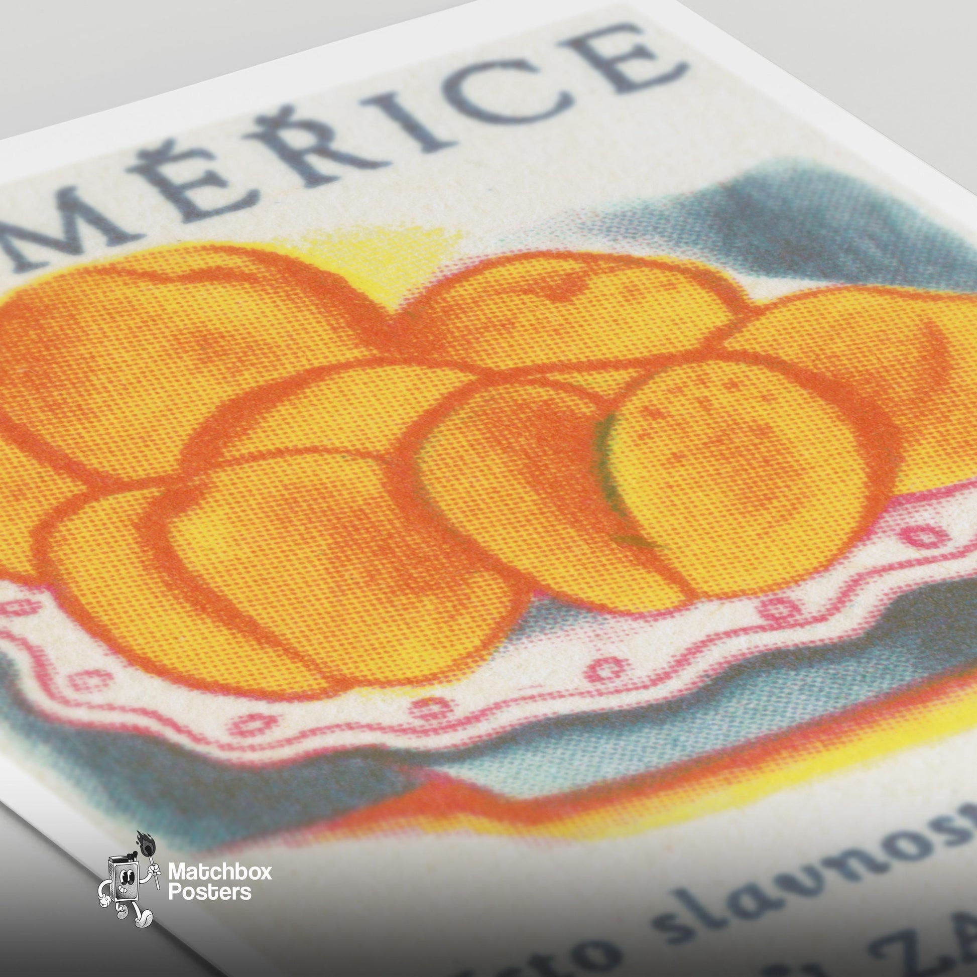 Apricots - vintage matchbox label print - close-up detail
