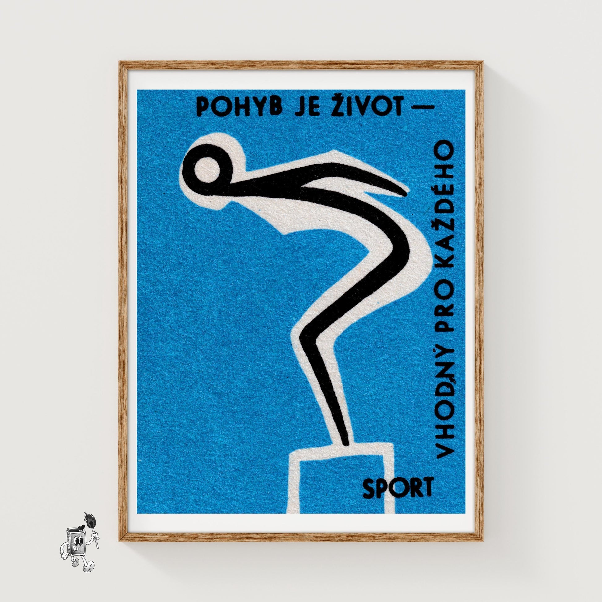 Swimming for Health - vintage matchbox label print