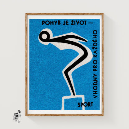 Swimming for Health - vintage matchbox label print