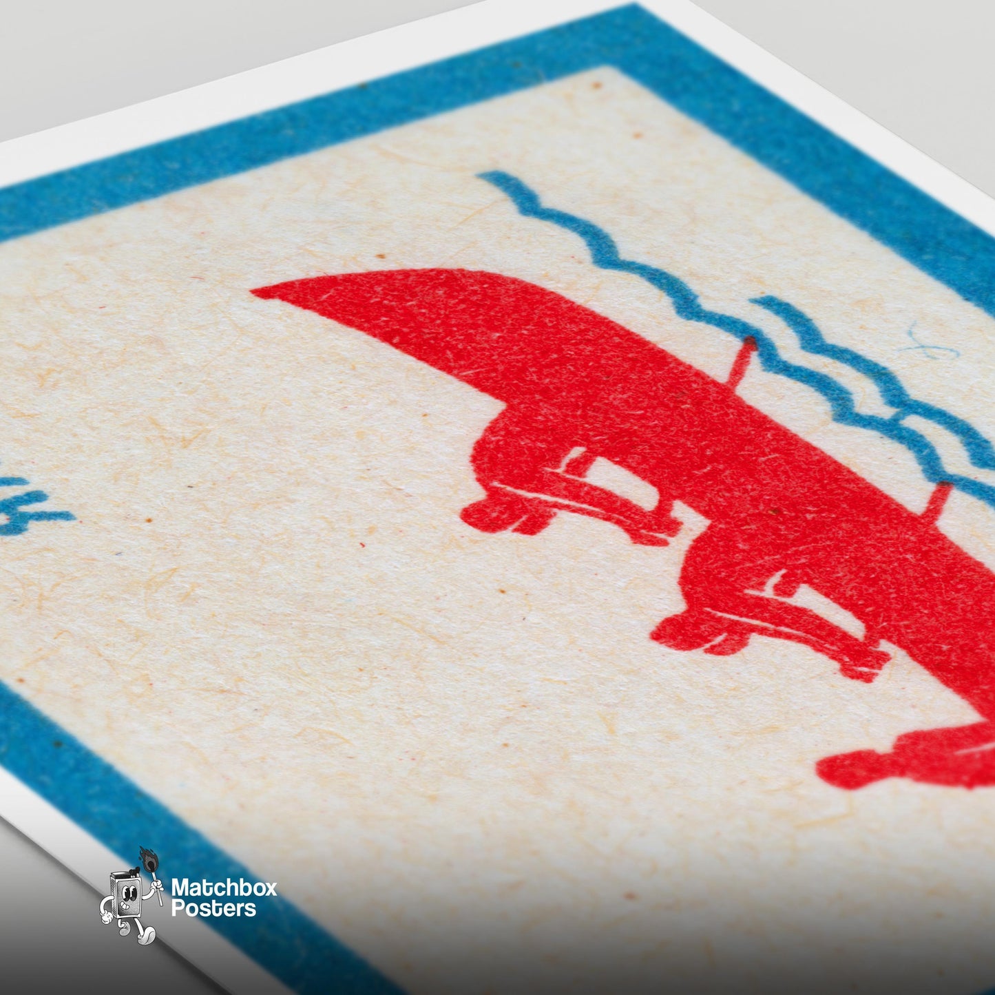 Rowers on Water - vintage matchbox label print - close-up detail