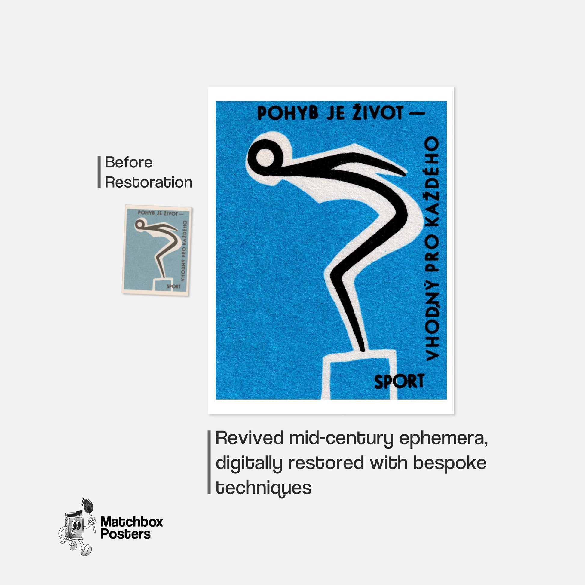 Swimming for Health - vintage matchbox label print - framed wall art preview