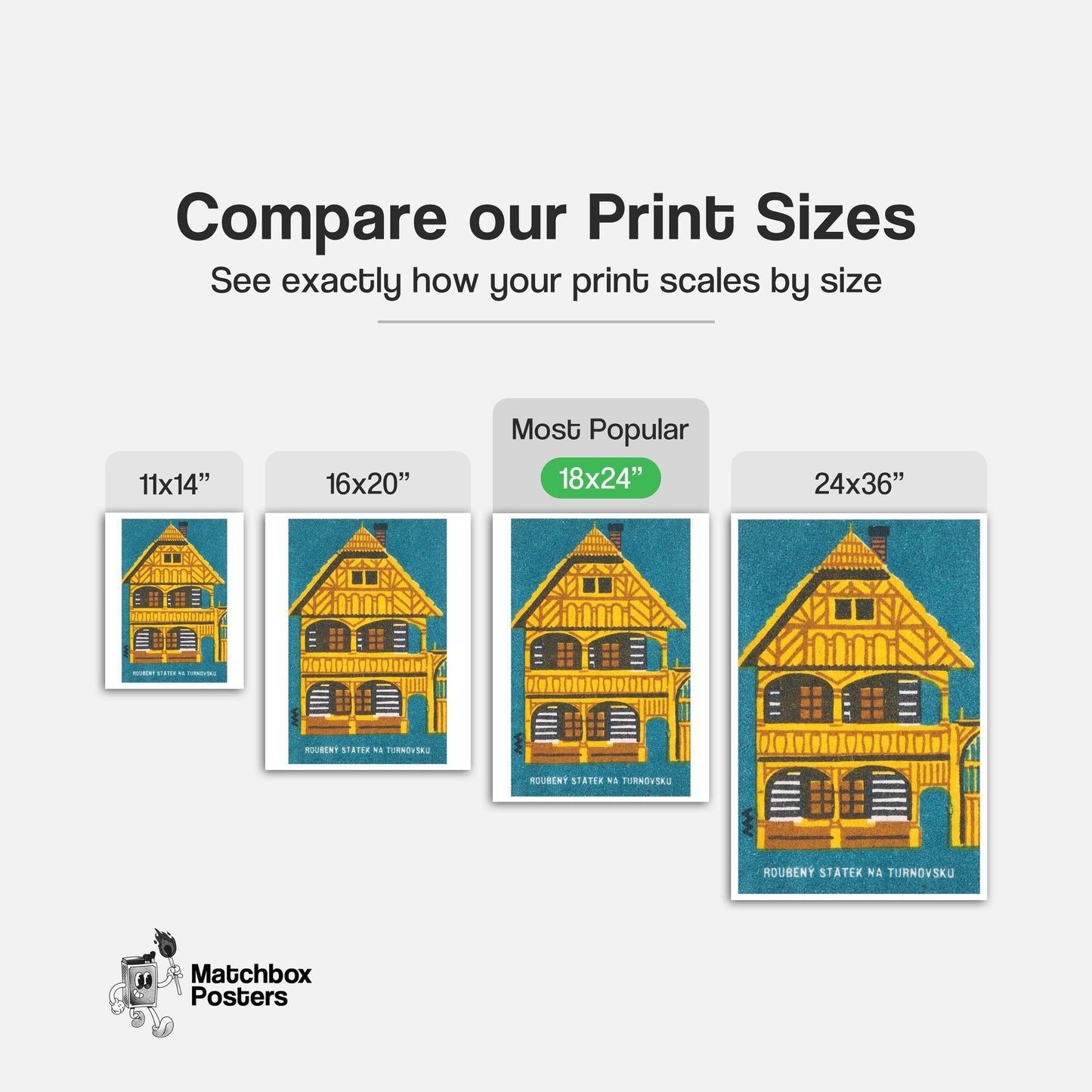 Traditional Wooden House - vintage matchbox label print - gallery wall preview