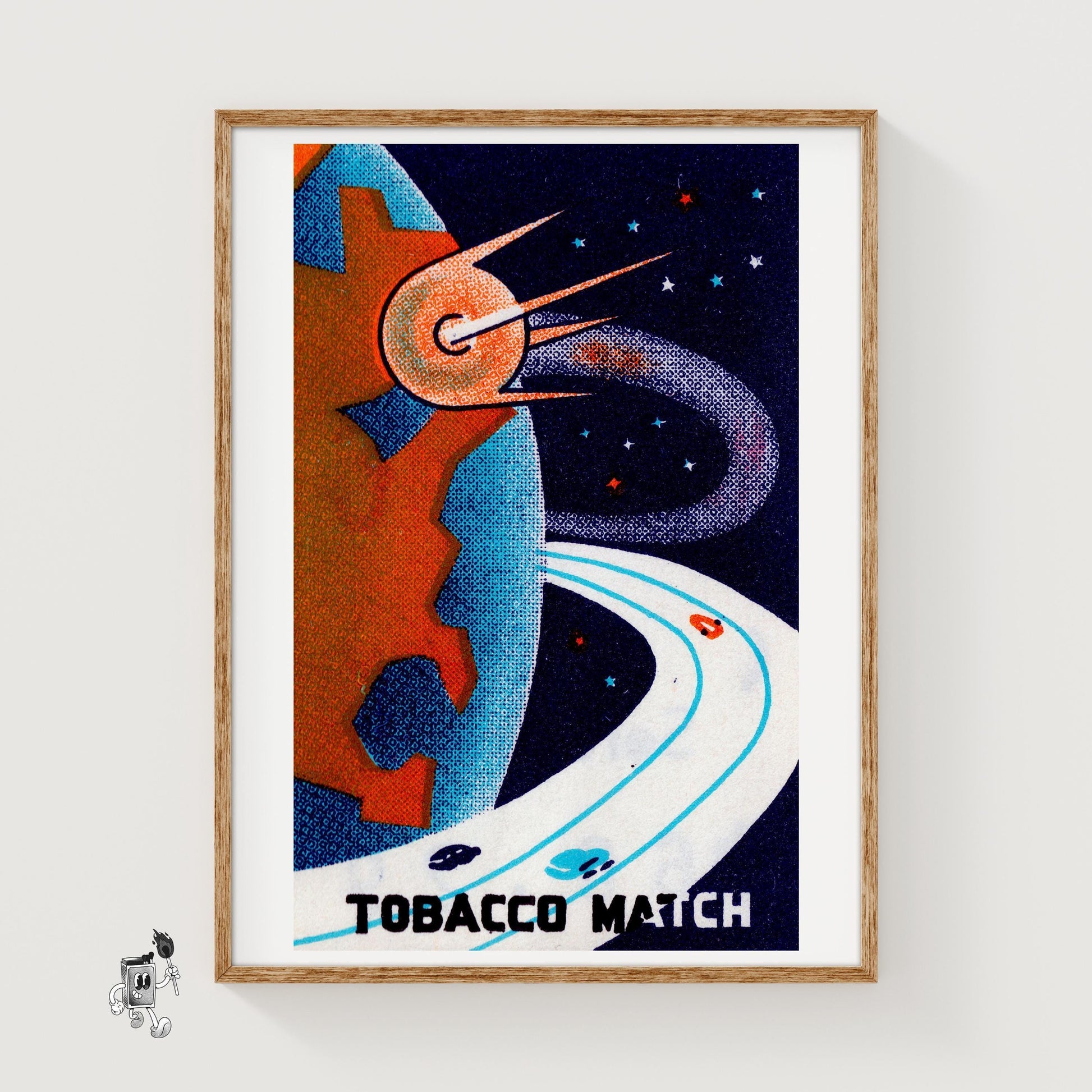 Space Highway - vintage matchbox label print