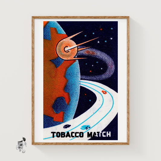 Space Highway - vintage matchbox label print