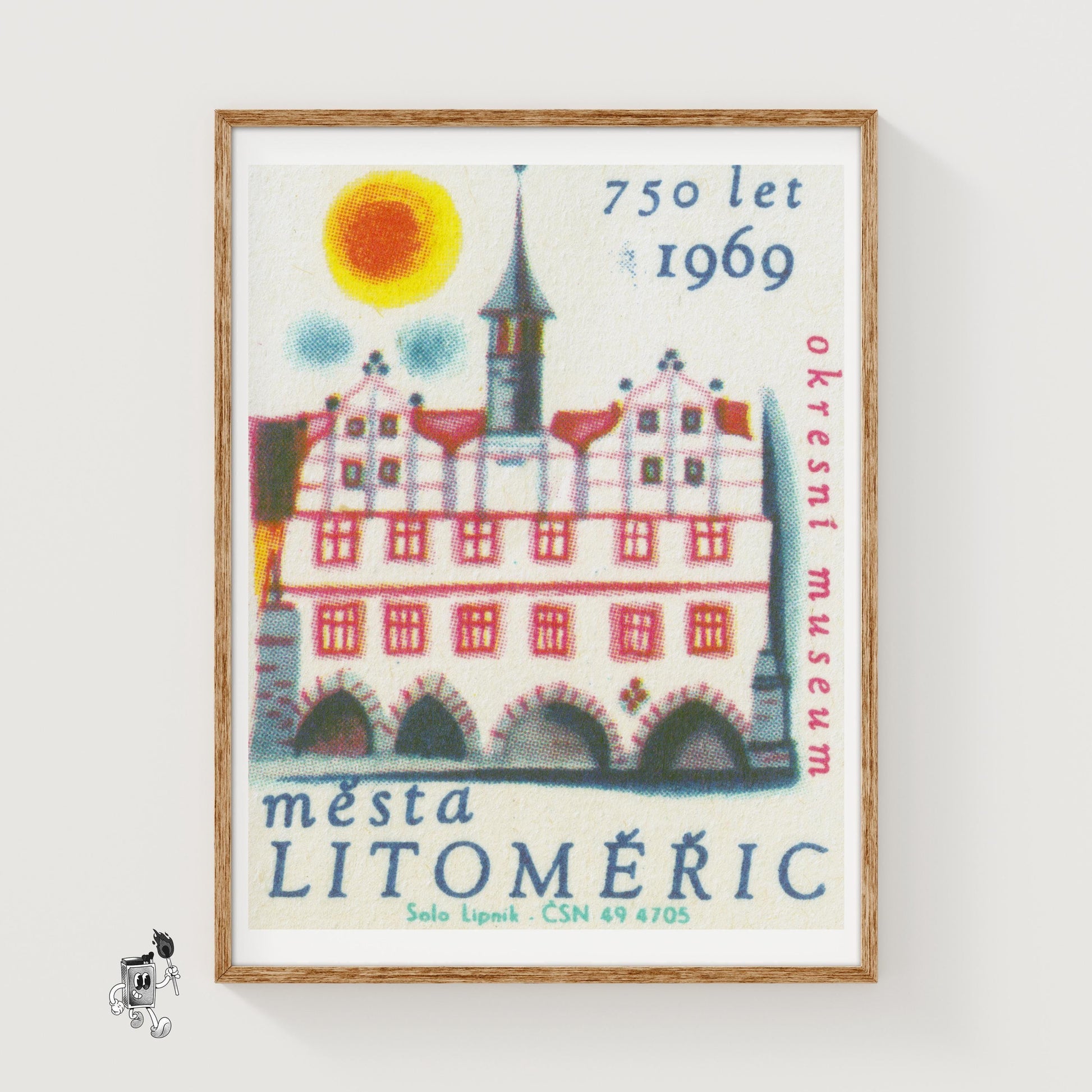 Litoměřice Tower - vintage matchbox label print