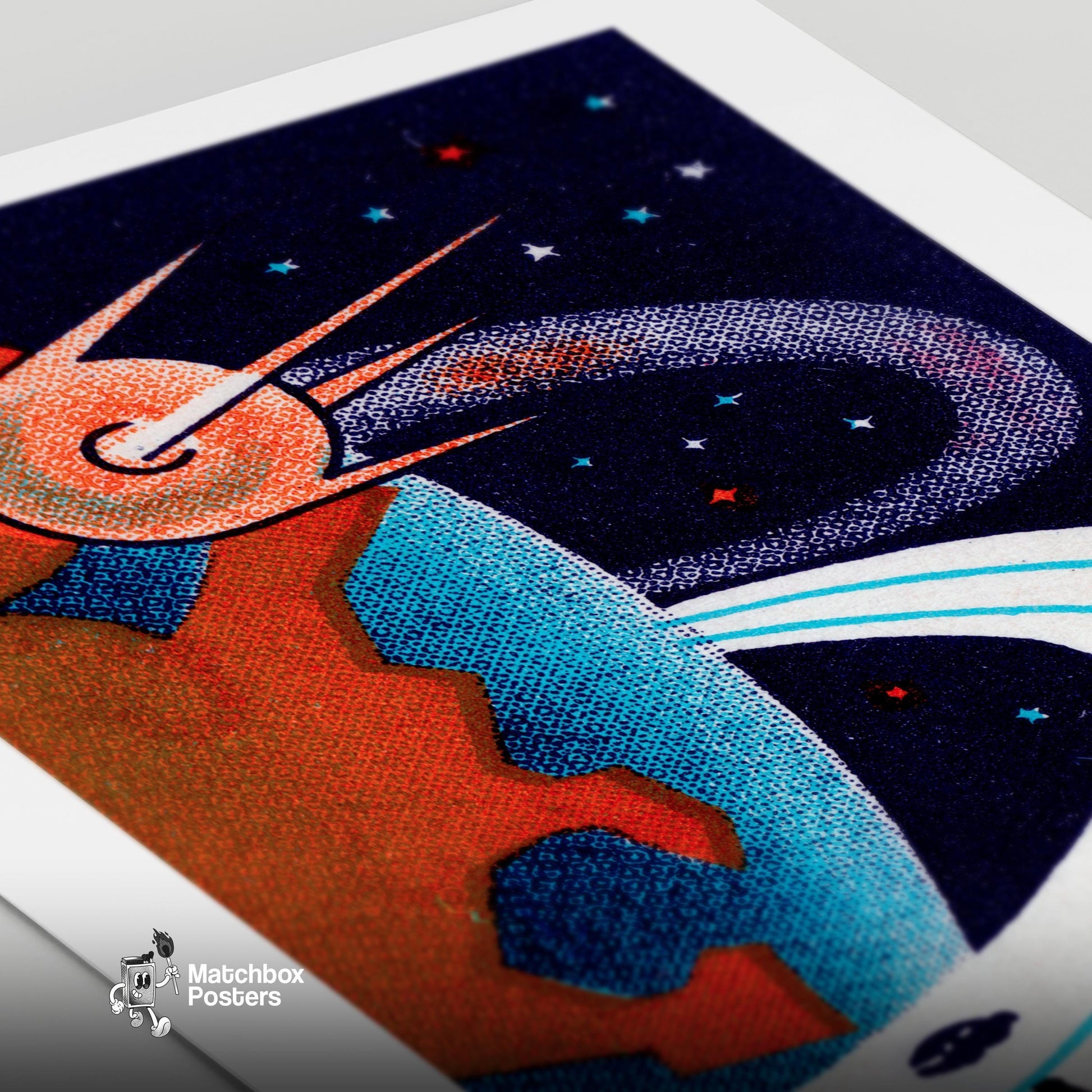 Space Highway - vintage matchbox label print - close-up detail