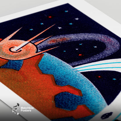 Space Highway - vintage matchbox label print - close-up detail