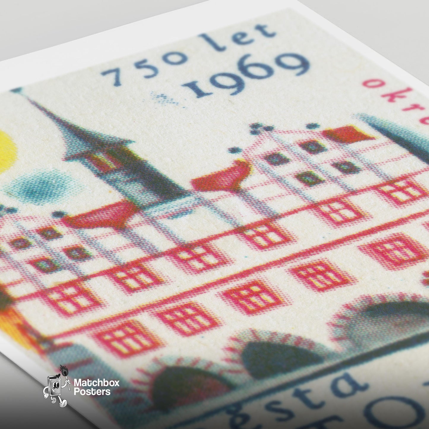 Litoměřice Tower - vintage matchbox label print - close-up detail