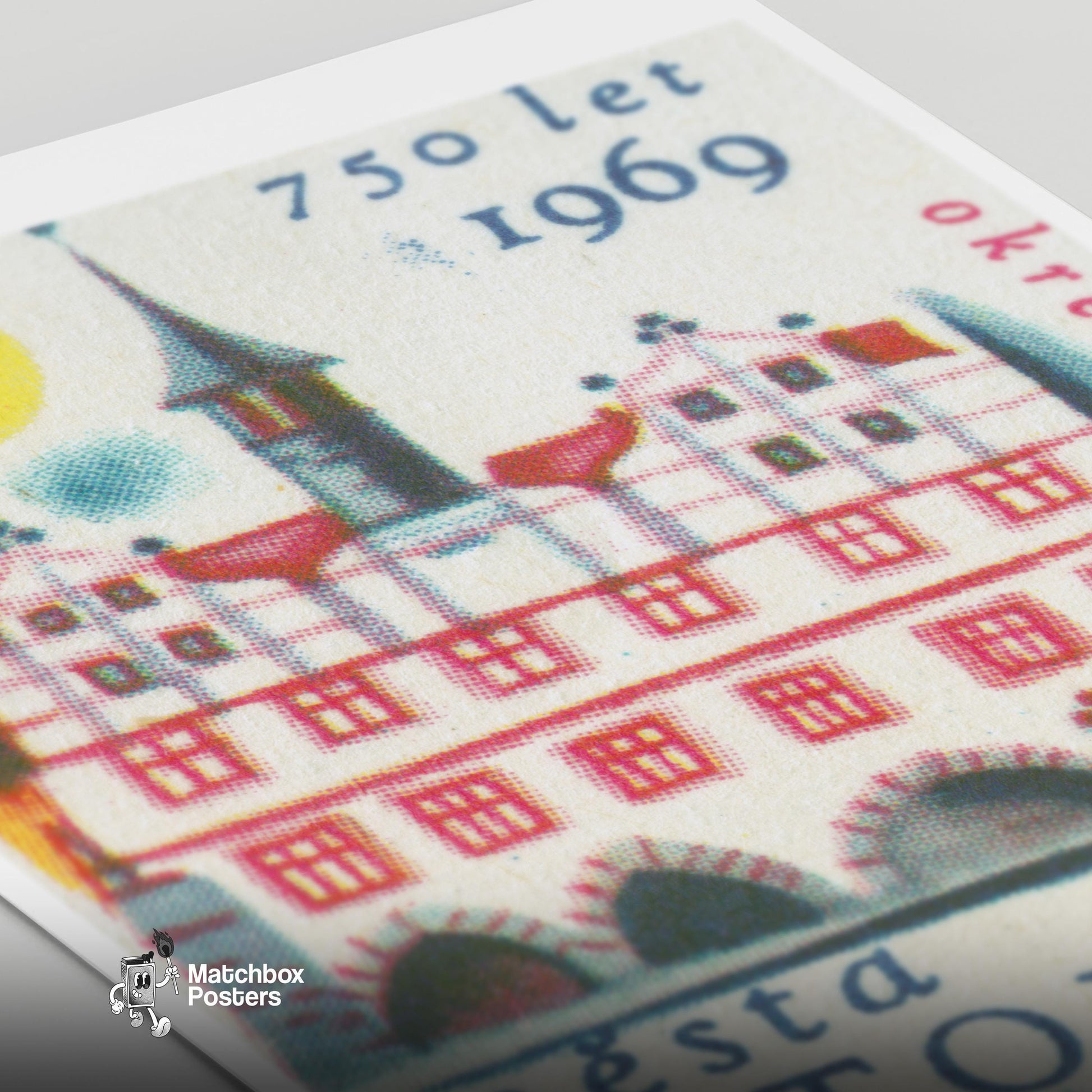 Litoměřice Tower - vintage matchbox label print - close-up detail