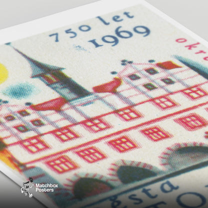 Litoměřice Tower - vintage matchbox label print - close-up detail