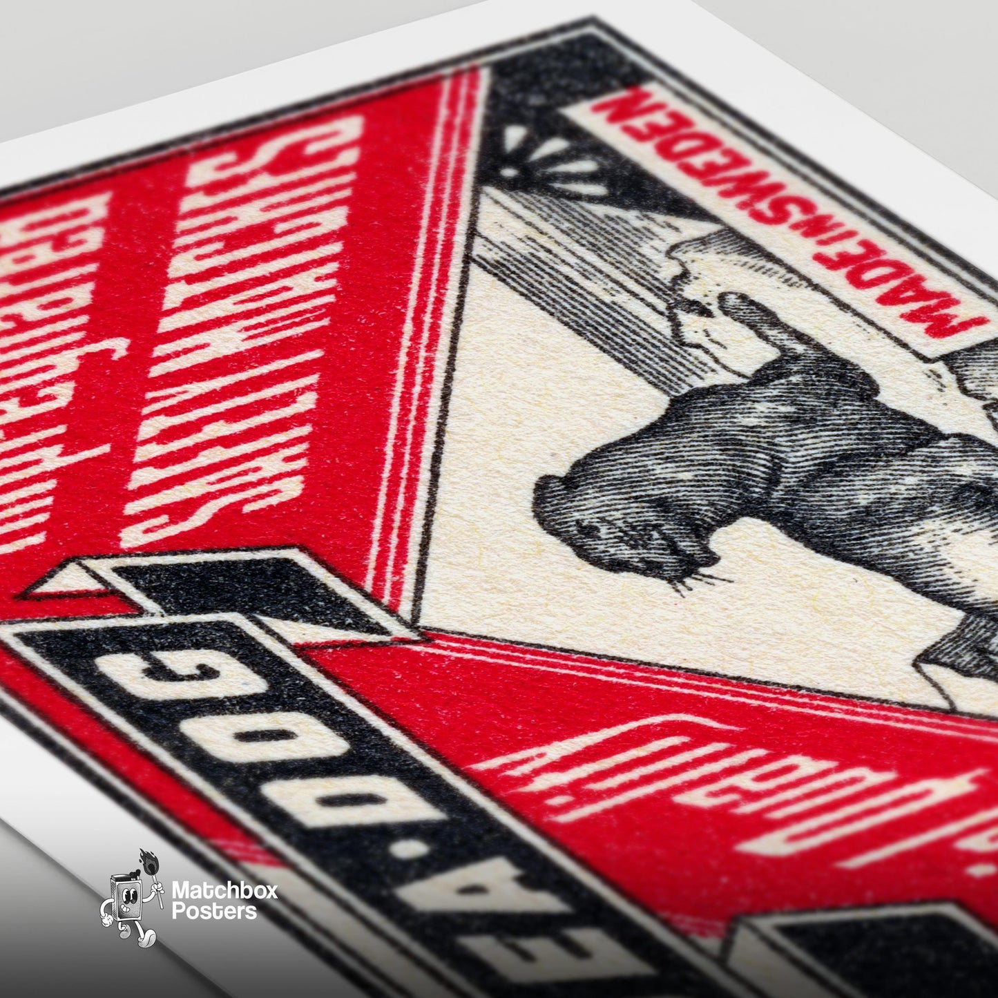 Swedish Matchbox Print - vintage matchbox label print - close-up detail