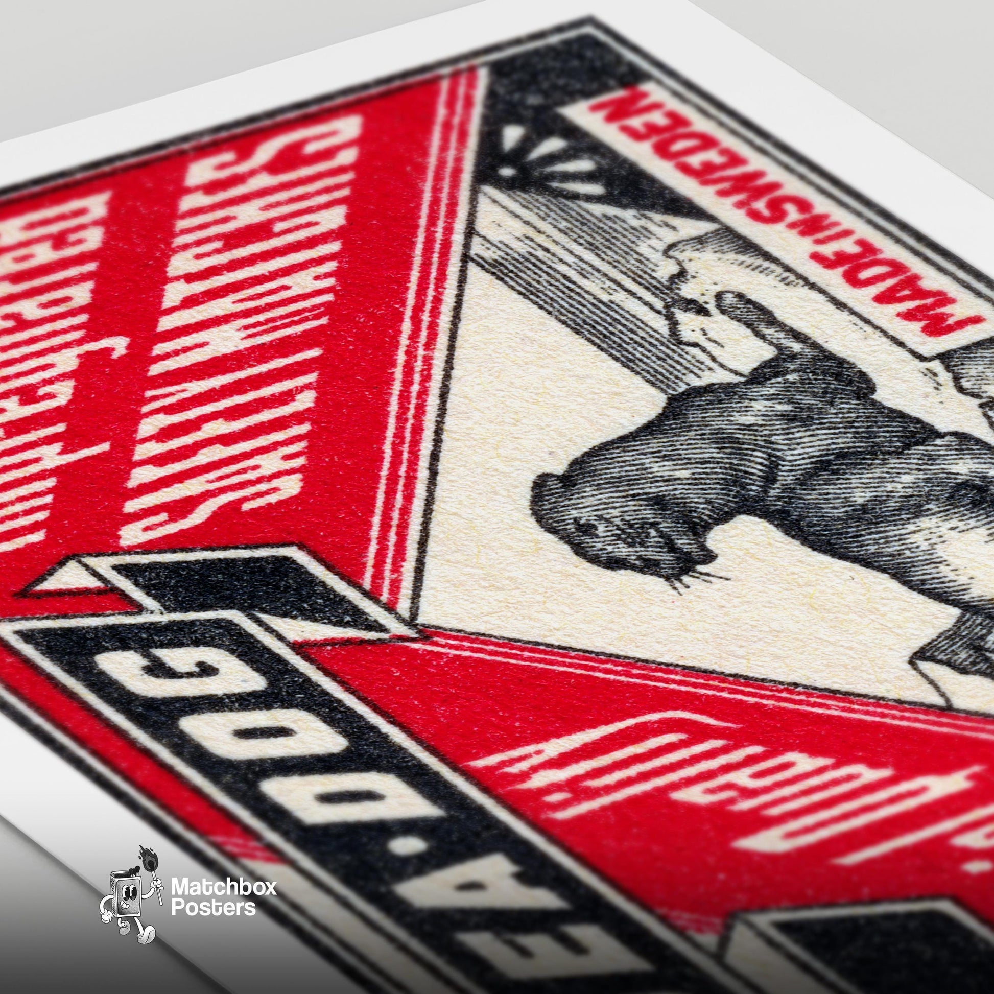 Swedish Matchbox Print - vintage matchbox label print - close-up detail
