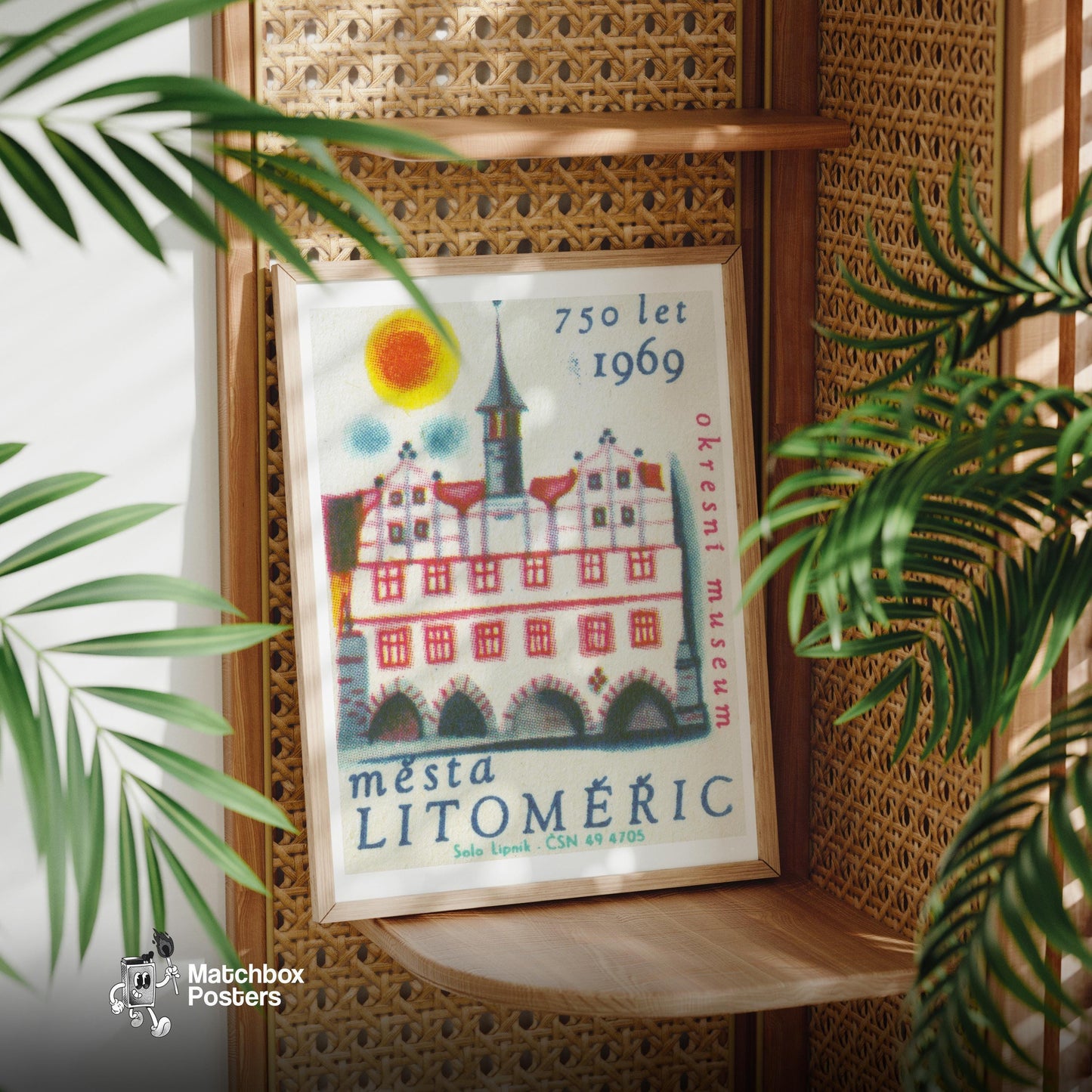 Litoměřice Tower - vintage matchbox label print - office wall