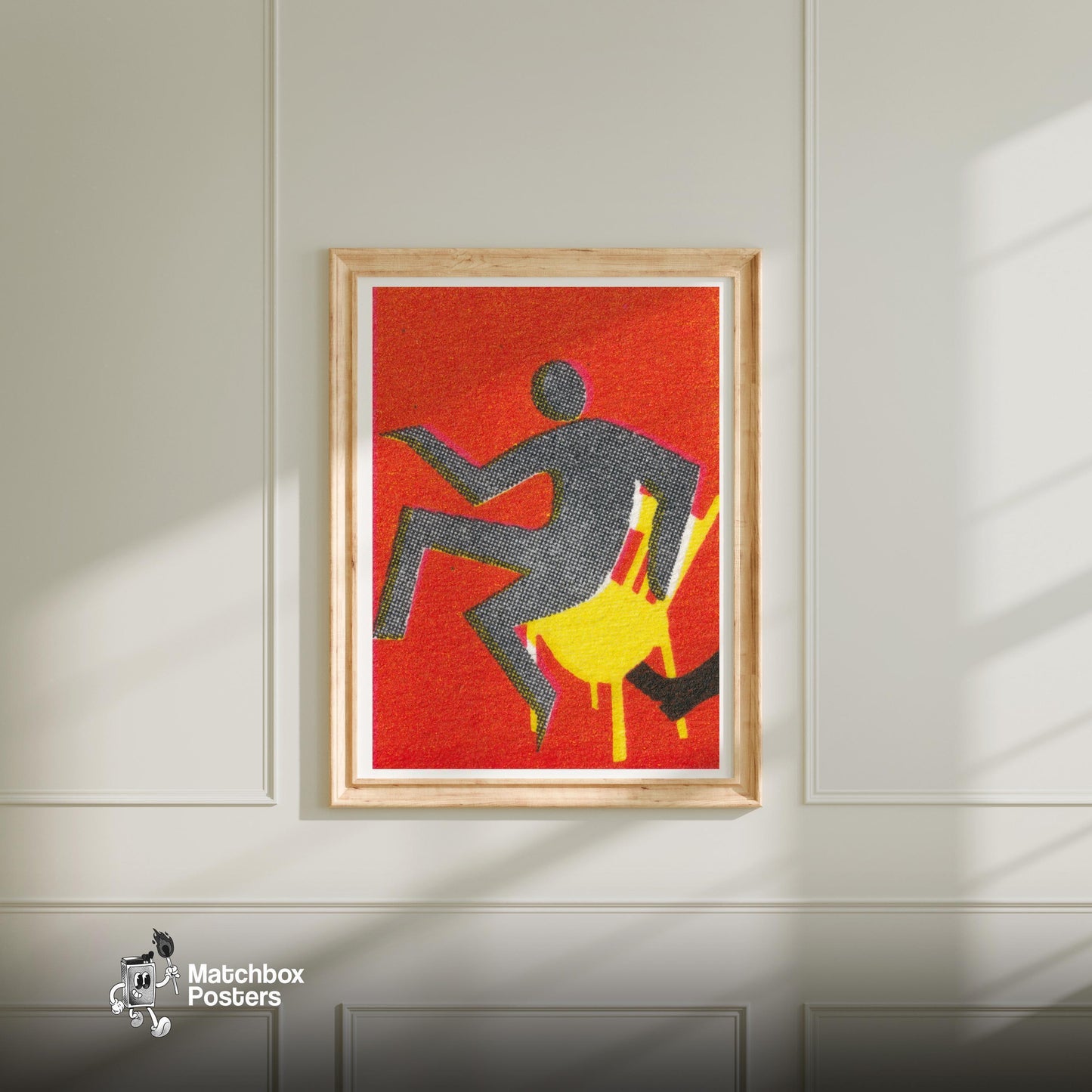 Abstract Figure - vintage matchbox label print - bedroom mockup
