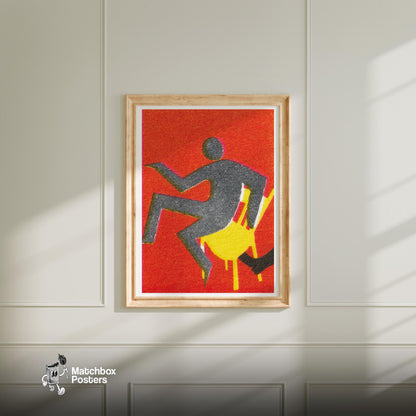Abstract Figure - vintage matchbox label print - bedroom mockup