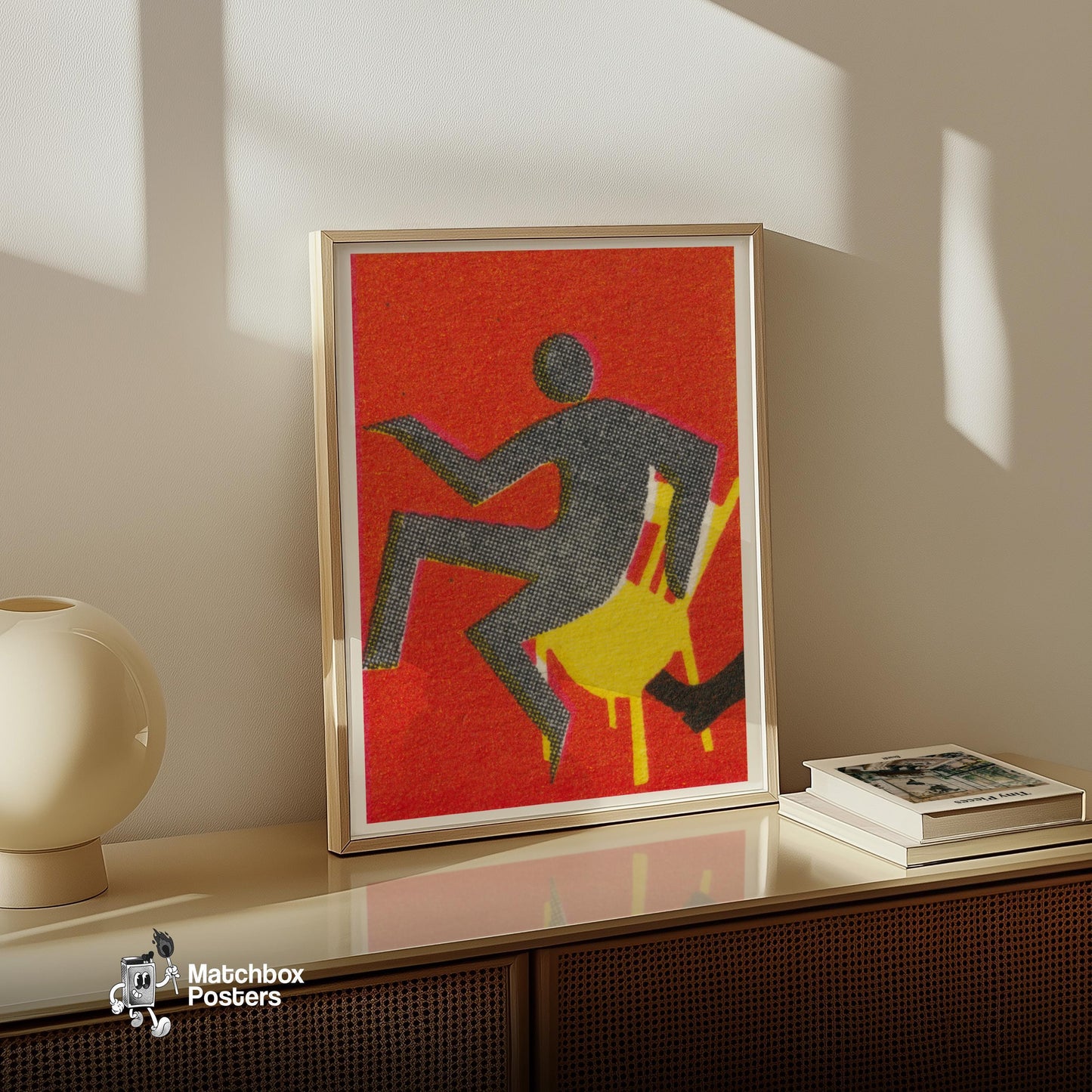 Abstract Figure - vintage matchbox label print - size comparison